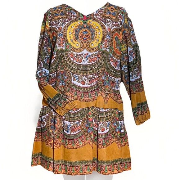 Vtg 70s Boho Tunic Dress Women’s M Multicolor Paisley Print Festival Mod Chic - Picture 1 of 12